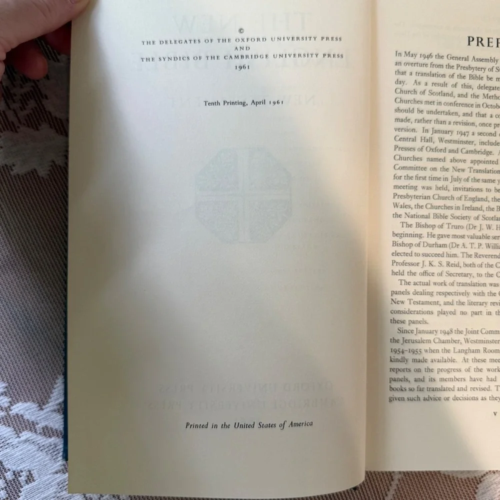 Vintage Oxford Cambridge New English Bible New Testament 1961 Blue Hardcover